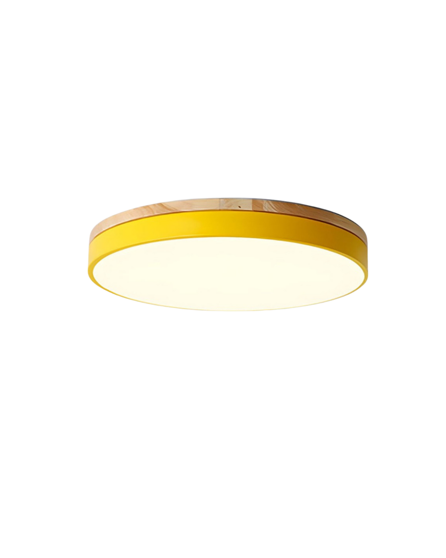 Modern Ceiling Lamp with Wooden Accent and Green Band – Cercle de Lumière