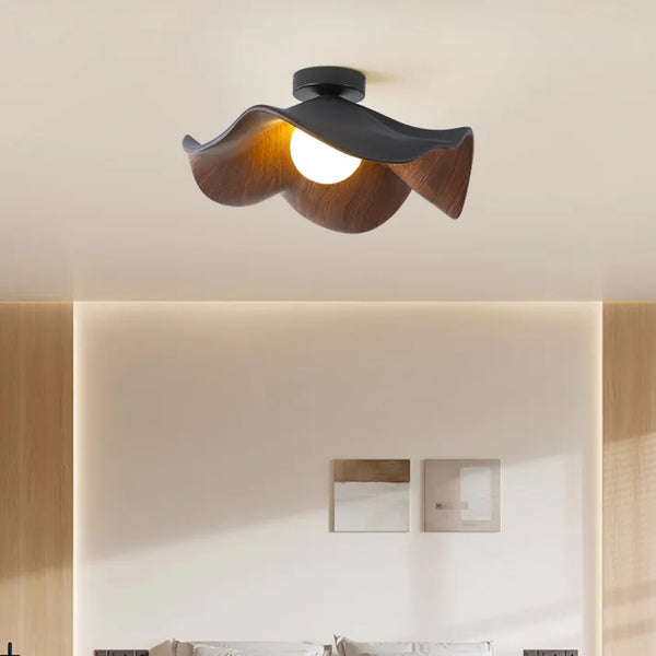 Scandinavian Wooden Lotus Ceiling Lamp – LED Ceiling Light for Bedroom and Living Room Lighting