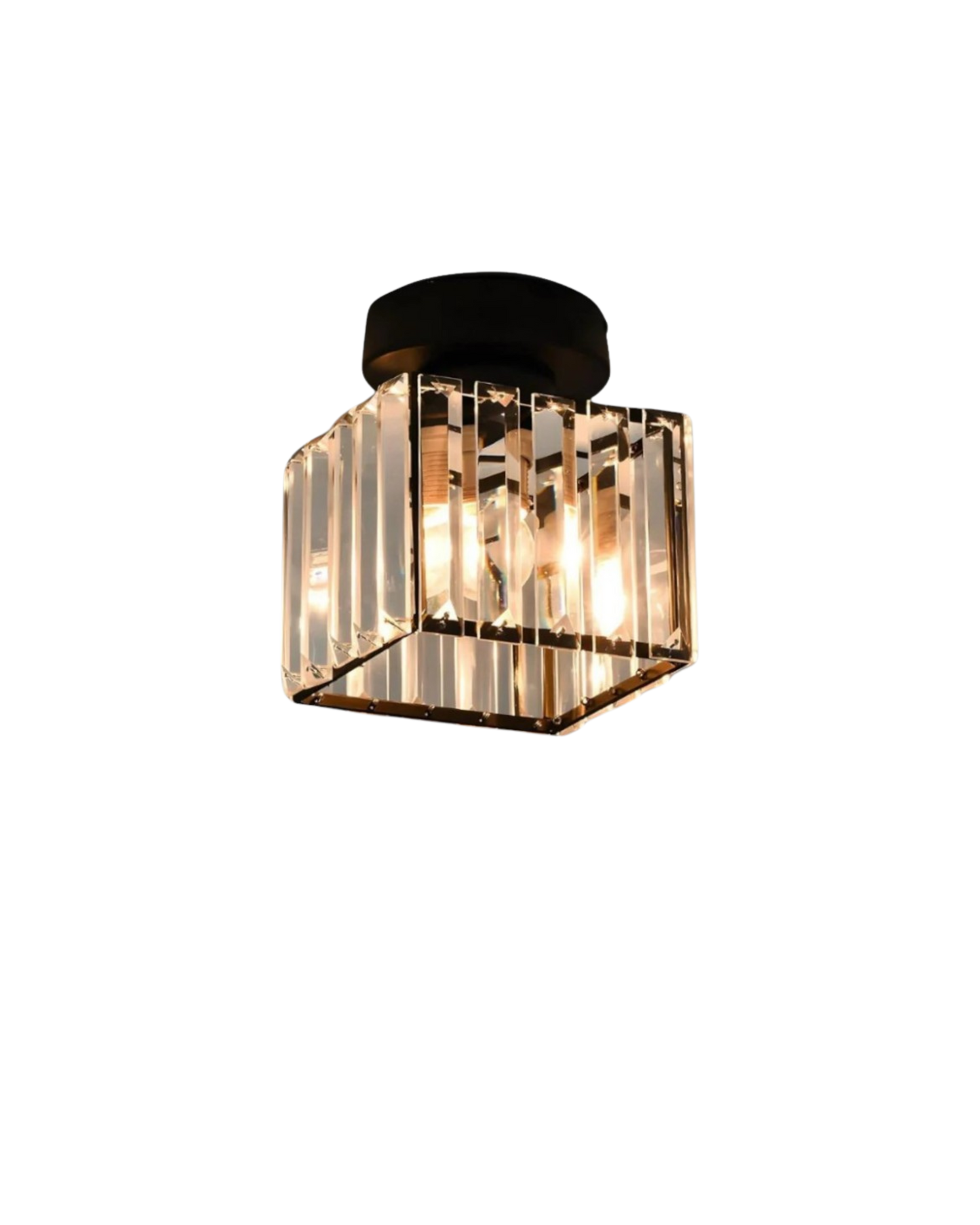 Jet Black Ceiling Lamp with Faceted Glass for Bedroom and Modern Interior
