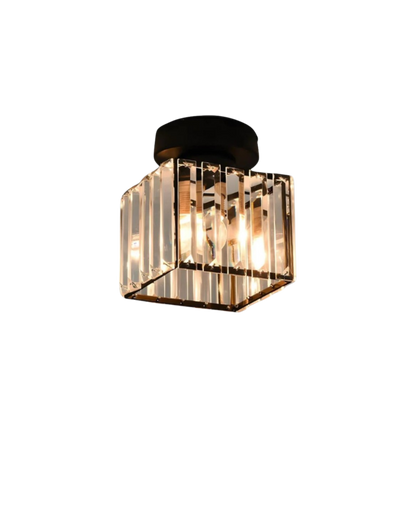 Jet Black Ceiling Lamp with Faceted Glass for Bedroom and Modern Interior