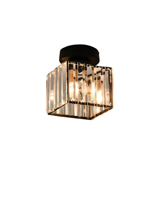 Jet Black Ceiling Lamp with Faceted Glass for Bedroom and Modern Interior