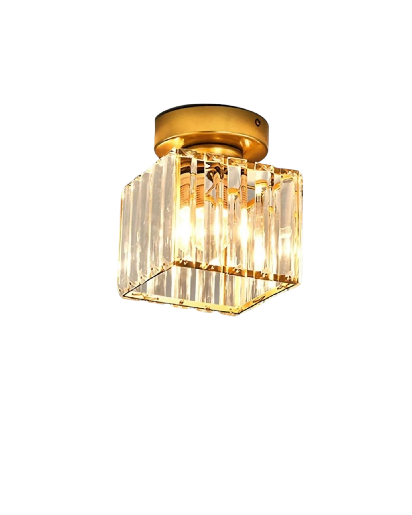 Jet Black Ceiling Lamp with Faceted Glass for Bedroom and Modern Interior