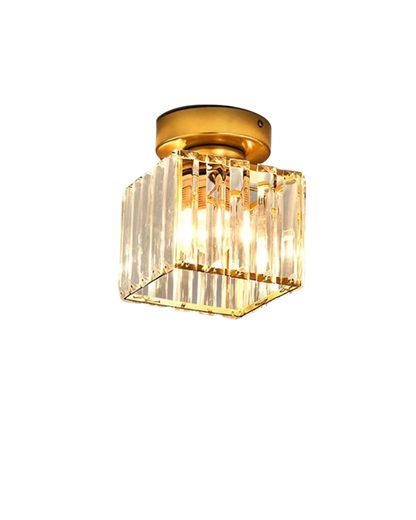 Jet Black Ceiling Lamp with Faceted Glass for Bedroom and Modern Interior