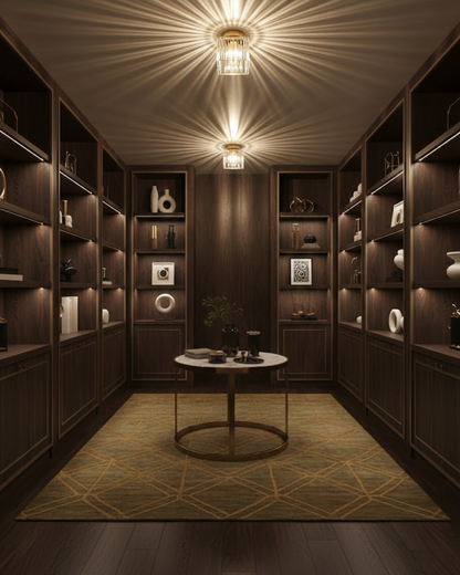 Jet Black Ceiling Lamp with Faceted Glass for Bedroom and Modern Interior