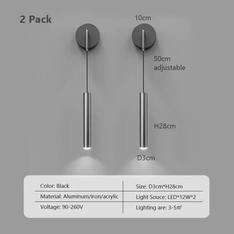 Modern LED Wall Lamp for Bedroom – Creative Aluminum Wall Candlestick for Reading