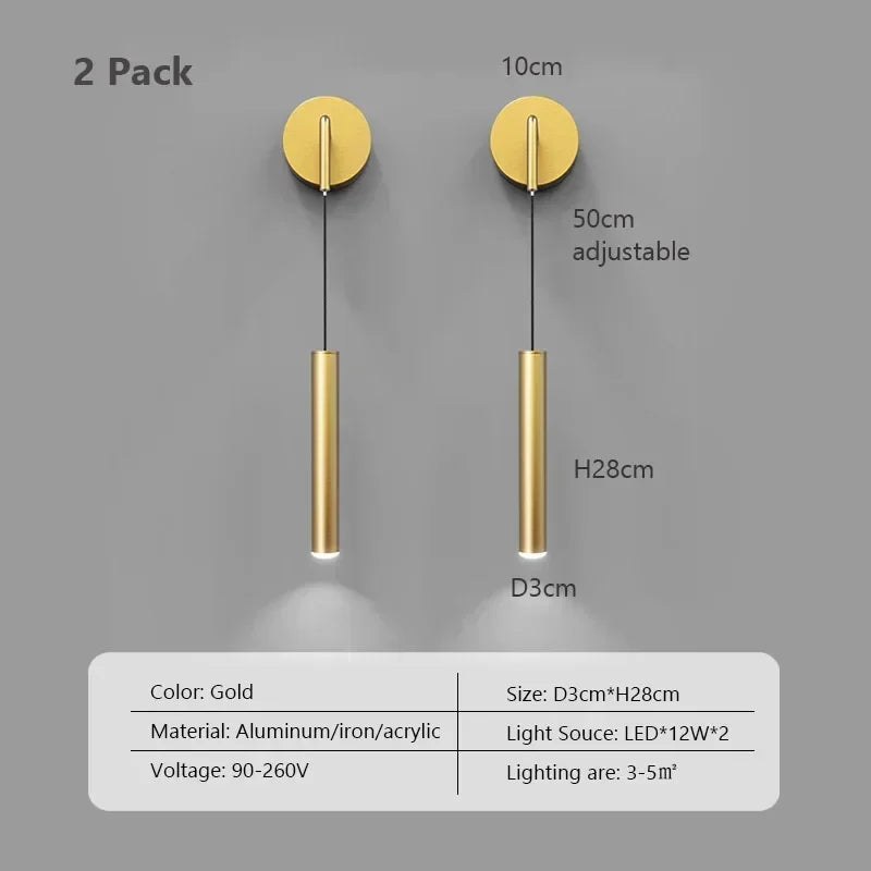 Modern LED Wall Lamp for Bedroom – Creative Aluminum Wall Candlestick for Reading