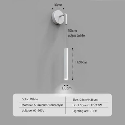 Modern LED Wall Lamp for Bedroom – Creative Aluminum Wall Candlestick for Reading