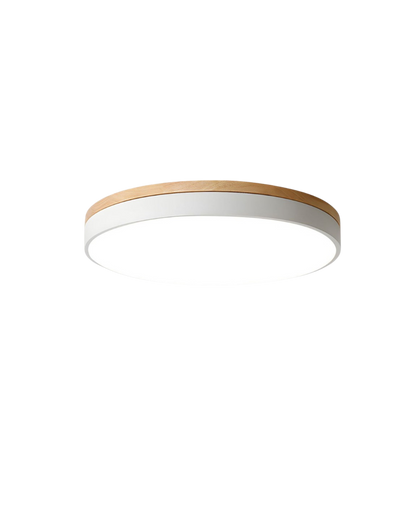 Modern Ceiling Lamp with Wooden Accent and Green Band – Cercle de Lumière