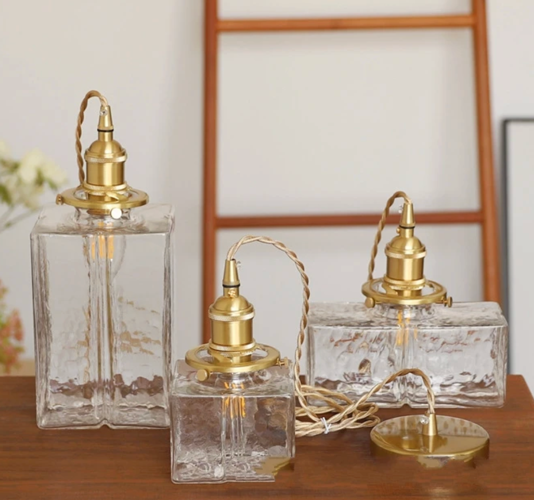 Modern Retro Pendant Lamp with Gold Accents for Dining Table and Living Room – Glass Design Lamp