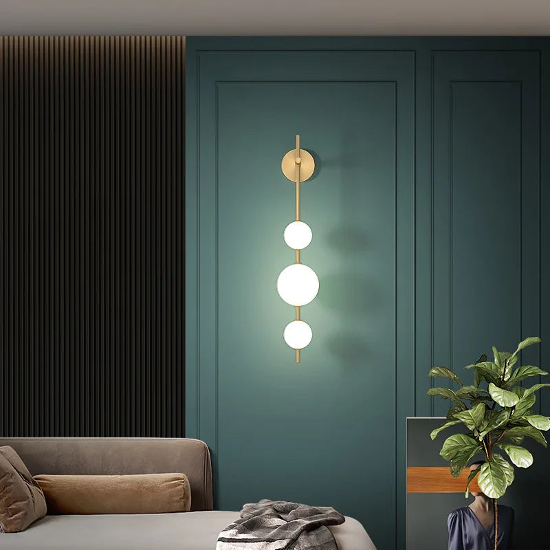 Nordic Wall Lamp with LED for Living Room and Bedroom – Copper Finish, Vertical Wall Lamp, 15CM x 65CM or 15CM x 85CM