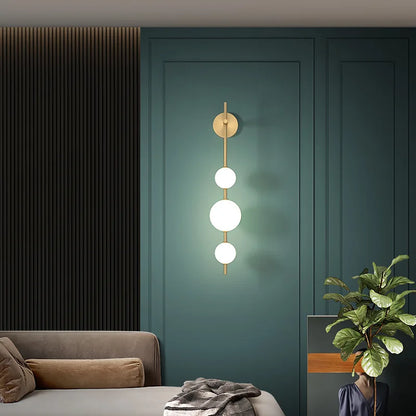 Nordic Wall Lamp with LED for Living Room and Bedroom – Copper Finish, Vertical Wall Lamp, 15CM x 65CM or 15CM x 85CM