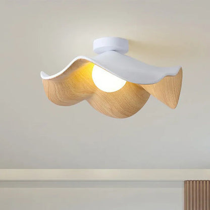 Scandinavian Wooden Lotus Ceiling Lamp – LED Ceiling Light for Bedroom and Living Room Lighting