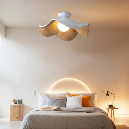 Scandinavian Wooden Lotus Ceiling Lamp – LED Ceiling Light for Bedroom and Living Room Lighting