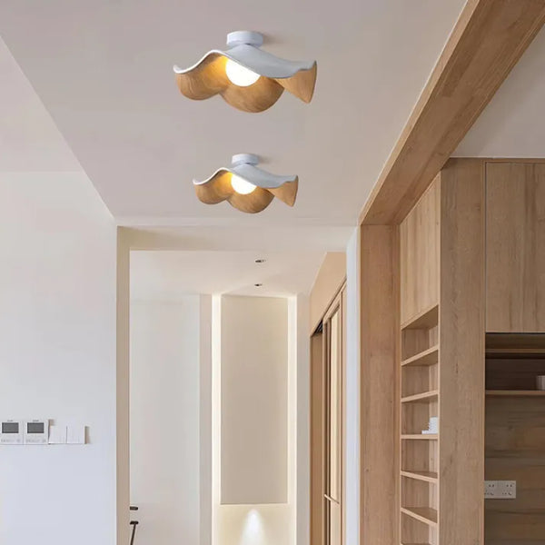 Scandinavian Wooden Lotus Ceiling Lamp – LED Ceiling Light for Bedroom and Living Room Lighting