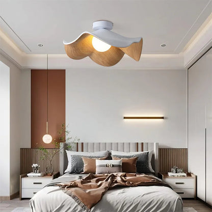 Scandinavian Wooden Lotus Ceiling Lamp – LED Ceiling Light for Bedroom and Living Room Lighting